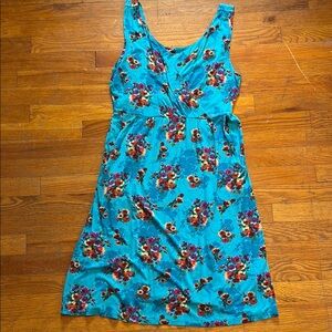 Garnet Hill Floral Dress in Blue and Red
